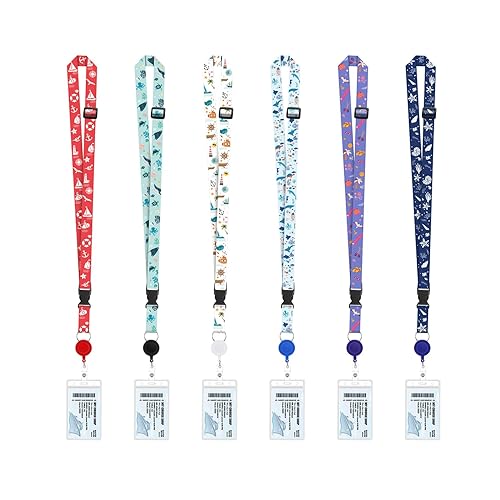 6 Pcs Colorful Cruise Lanyards for Cruise Ship Cards Cruise Lanyard Retractable Cruise Ship Lanyards with Waterproof Detachable Badge Holder for Cruise Ship Essentials Style