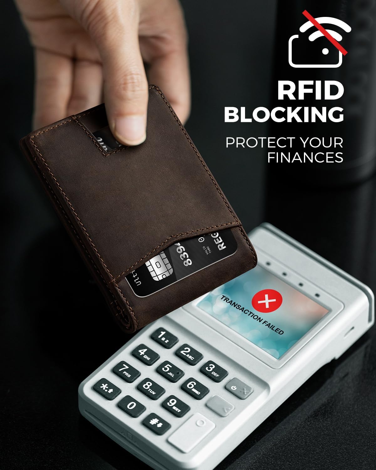 LORZOR Full Grain Vintage Leather Wallet for Men, Minimalist Front Pocket Mens Wallet Slim Bifold RFID Blocking with ID Windows, Gift for Men Dad Husband - Image 5