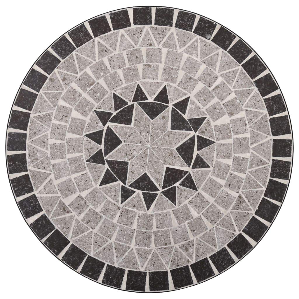 Festnight Tavolo Tavolino da Giardino Rotondo Mosaico in Ferro e Ceramica Grigio,Tavolo Rotondo da Balcone Mosaico,Tavolo da Esterno Rotondo Mosaico,Tavolino da Giardino Rotondo Mosaico 61 x 71 cm