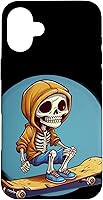 Vista 22 de iPhone 16 Cool Skeleton with Sweater on Skateboard for chilly Skater Case