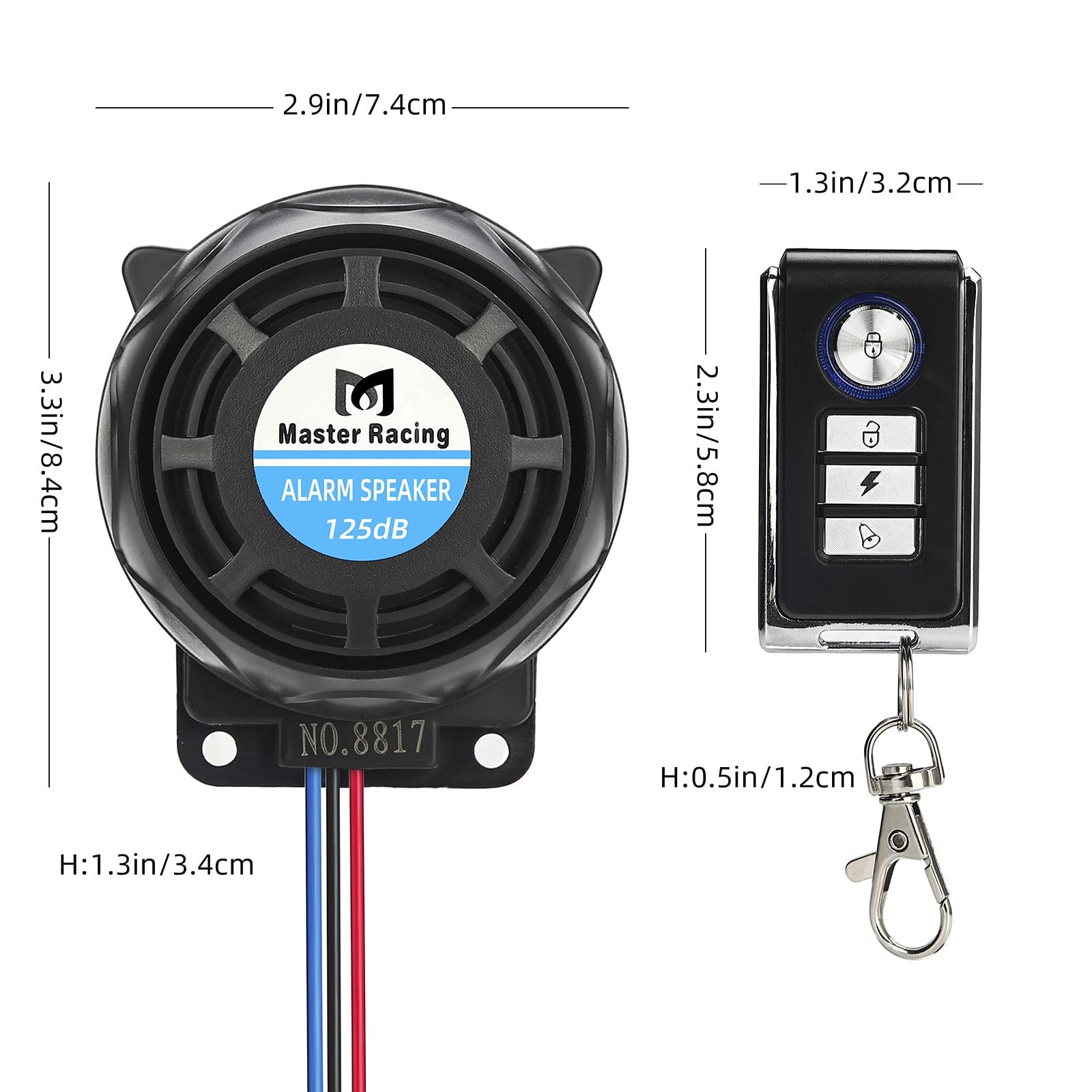 Rupse Motorrad Alarmanlage, Alarm mit 2 Fernbedienung Wasserdicht Diebstahlsicherung Einstellbare Empfindlichkeit für alle Roller Moped oder Quad mit 12 Volt (2)
