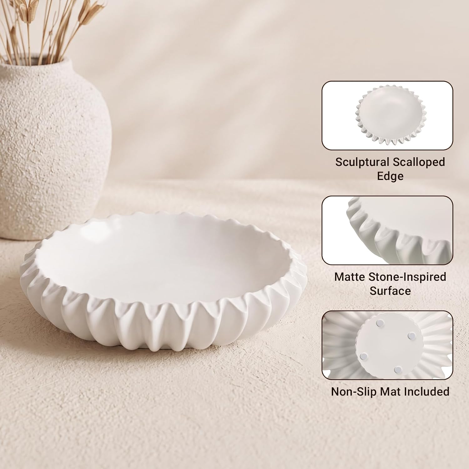 Lyeasw Decorative Large Fruit Bowl for Kitchen Counter or Entryway Table