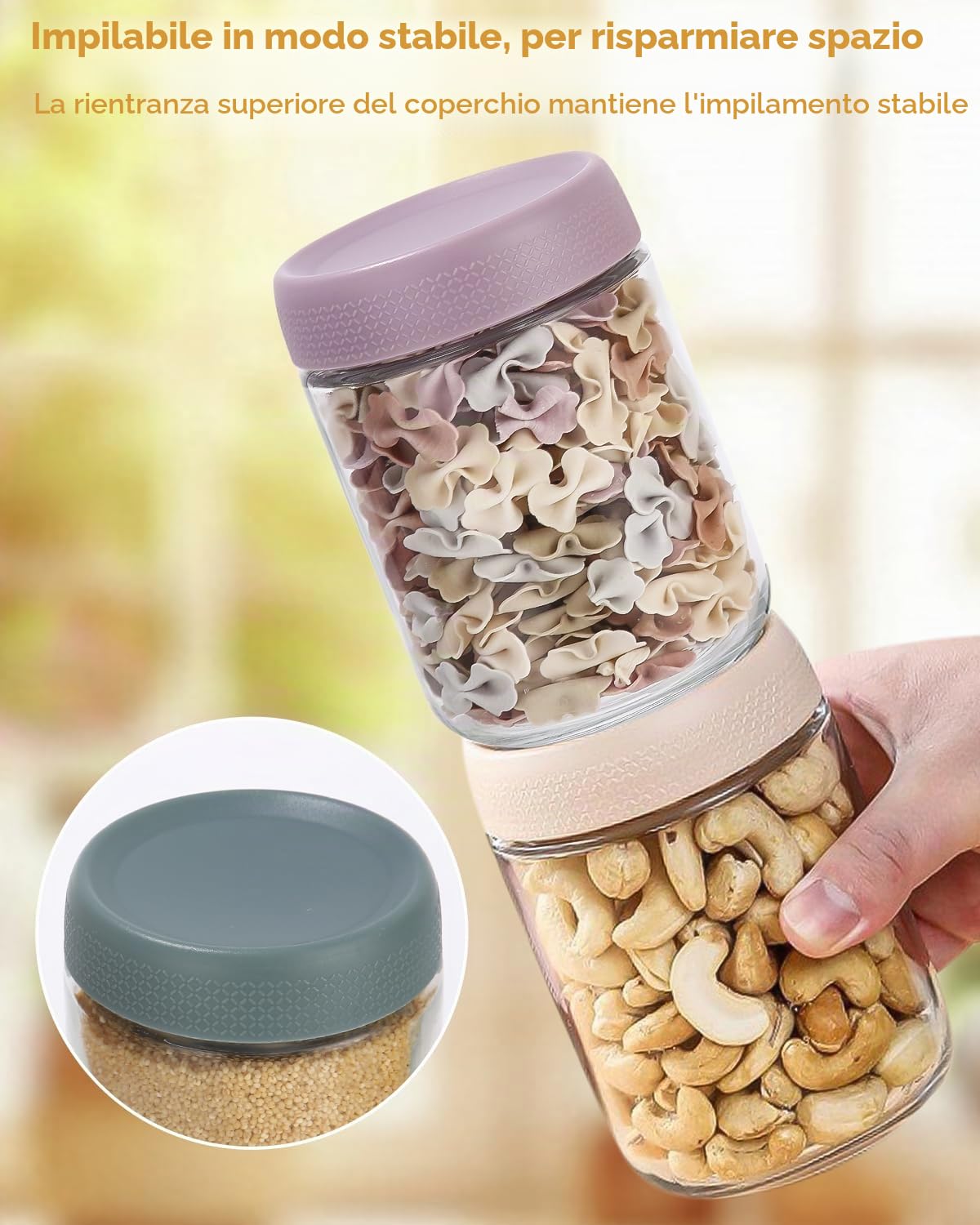 Overnight Oats Jar Confezione da 6 Barattoli, Barattoli di Vetro con Coperchi, Contenitore Avena Riutilizzabili, Vasetti Vetro per yogurt, budino, insalata, frutta, spezie, spezie,riutilizzabili