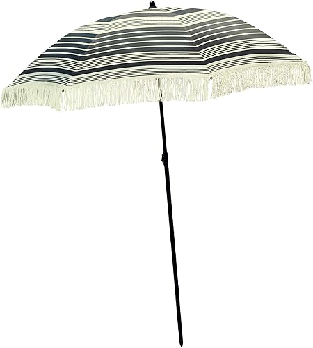 Sombrilla de playa para arena, la mejor sombrilla de playa resistente al viento con paraguas deportivo portátil, flecos, bolsa de sombrilla de playa