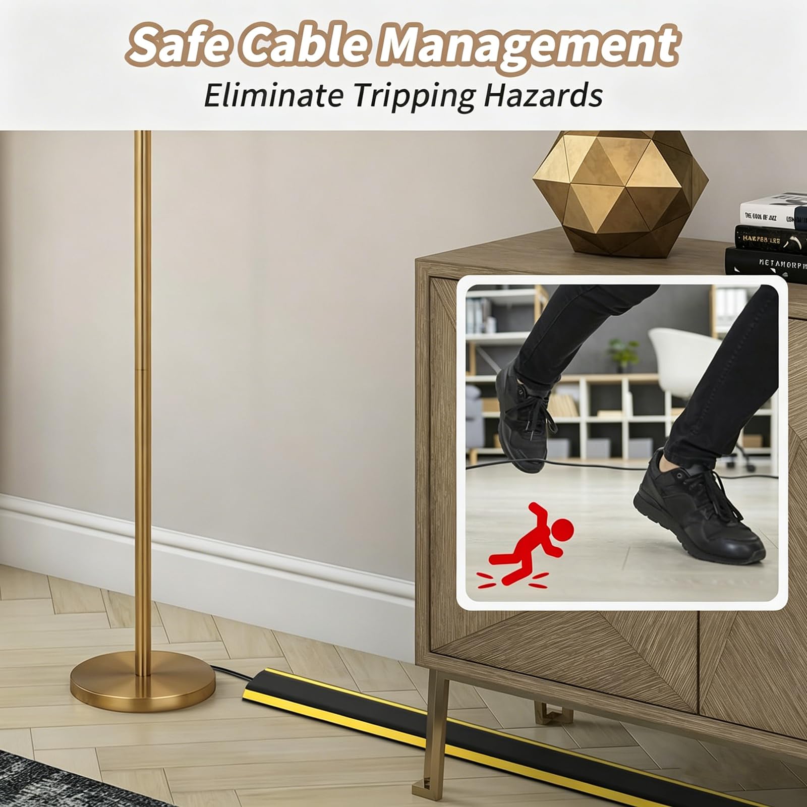 Boden Kabelabdeckung, 2M Outdoor Kabelschutz, Selbstklebende Drahtabdeckung für Kabel, Gummikabelbodenabdeckung Für Büro Fabriken Garagen Schnüre Schutz Auf Boden Wand