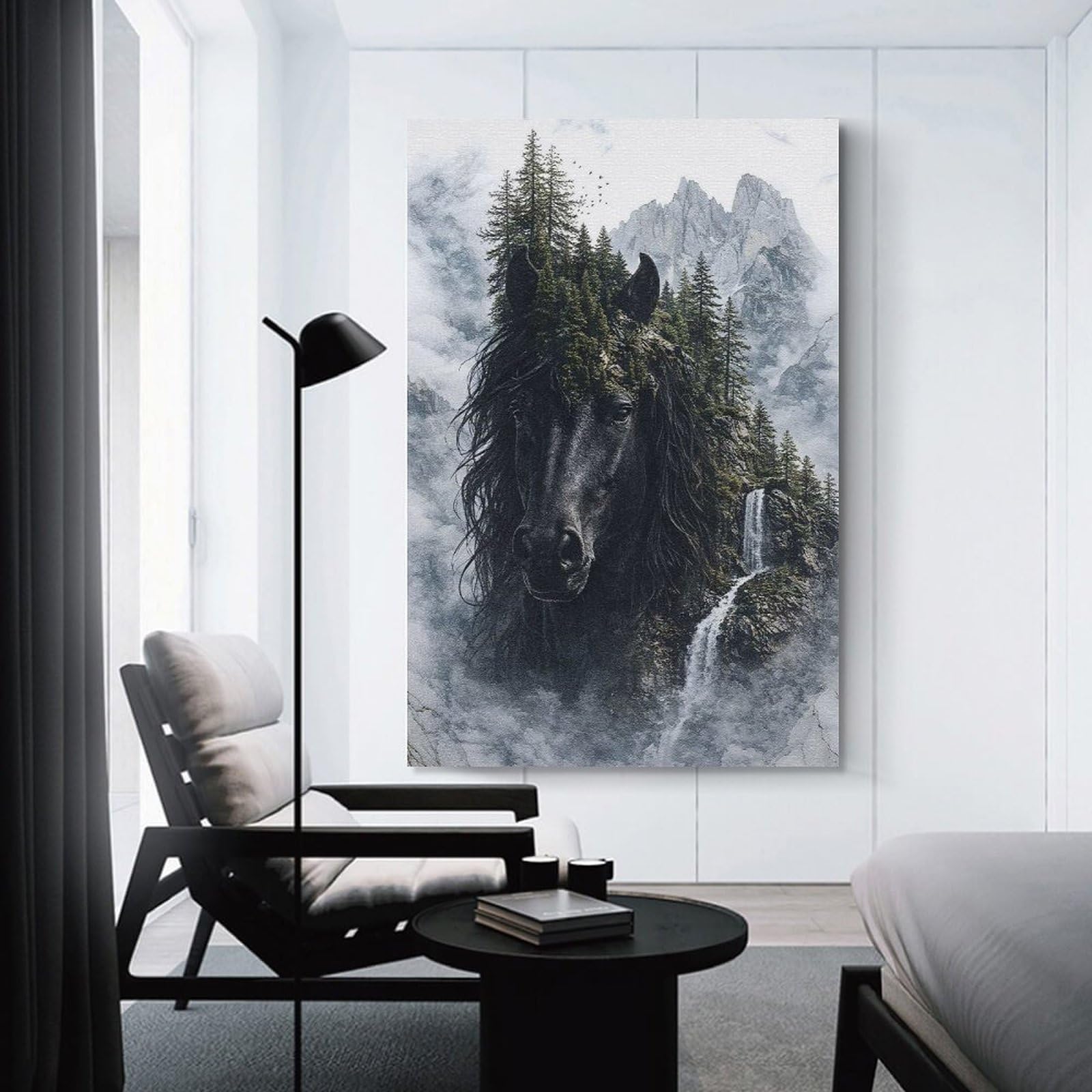 Junmoney Home Decor Wall Art Black Majestic Spirit of The Wild, 24x36inch(60x90cm), for Flats, Guest Rooms Or Compact Rooms, Wall Decor with Flexible Room Appeal