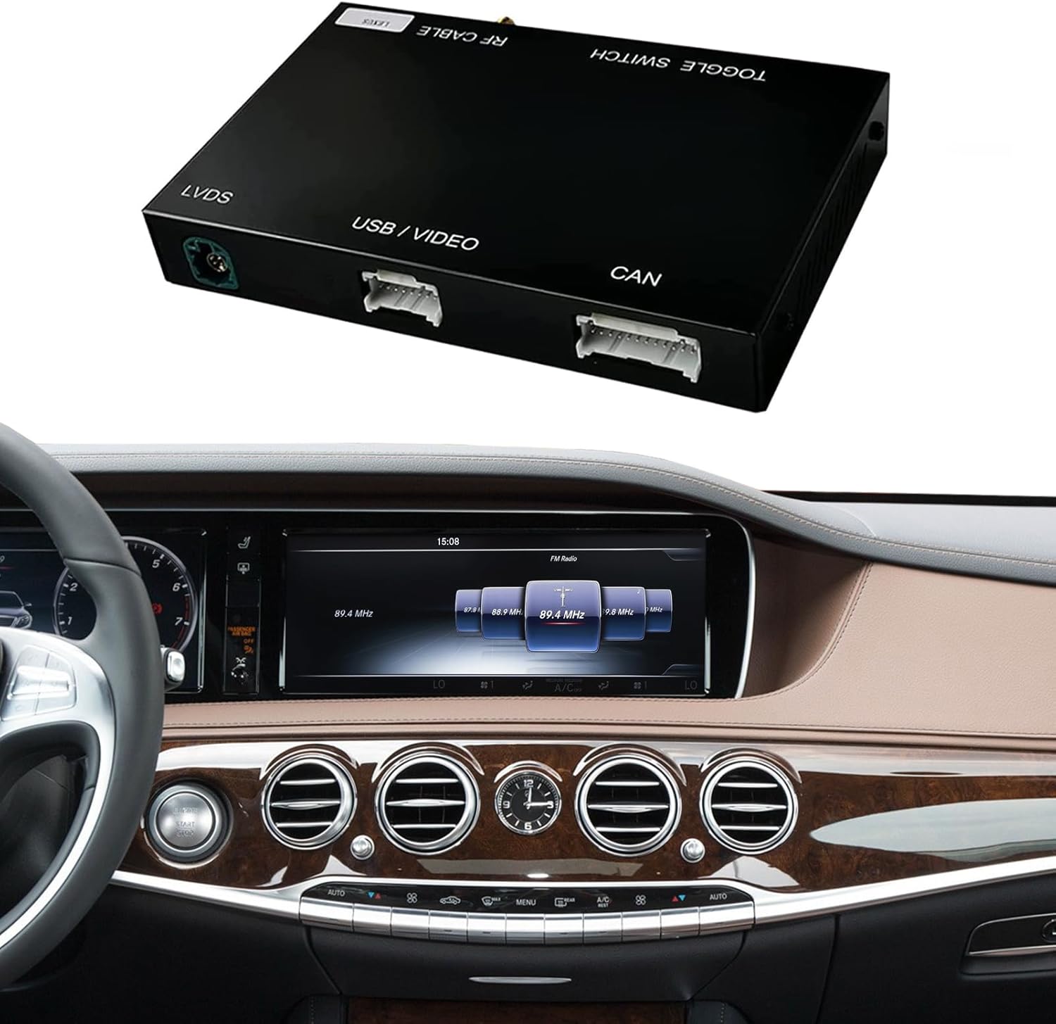 Road Top Wireless CarPlay & Android Auto Retrofit Kit for Mercedes-Benz S-Class W222 2014-2020, NTG5.0 System, CarPlay Interface Decoder, OEM Integration, MirrorLink, Backup Camera Support