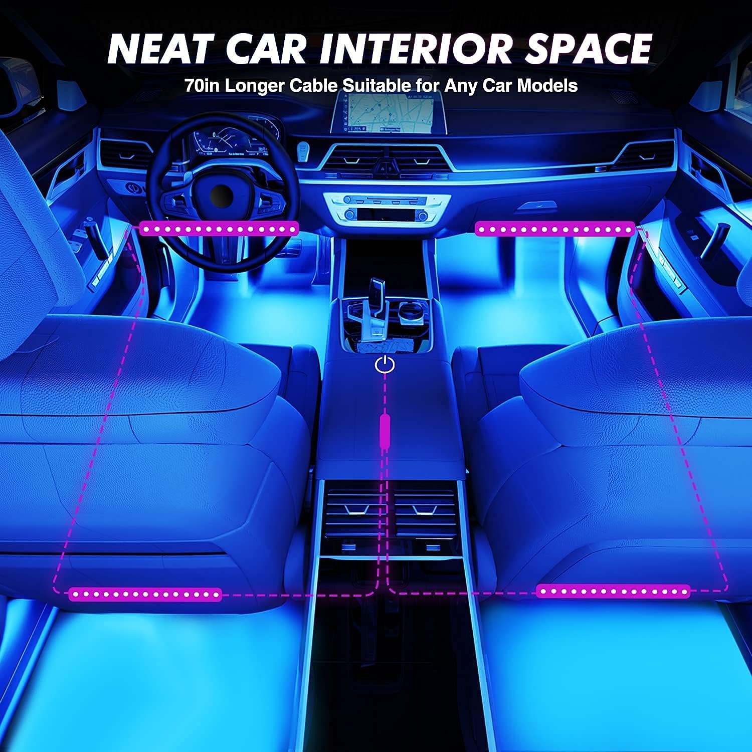 SEALIGHT Interior Car Lights, 72 Car LED Lights, 8 RGB colors, Sound Active Function Under Dash Lighting Kit, USB Light Strips with Control Box and Car Charger : Automotive