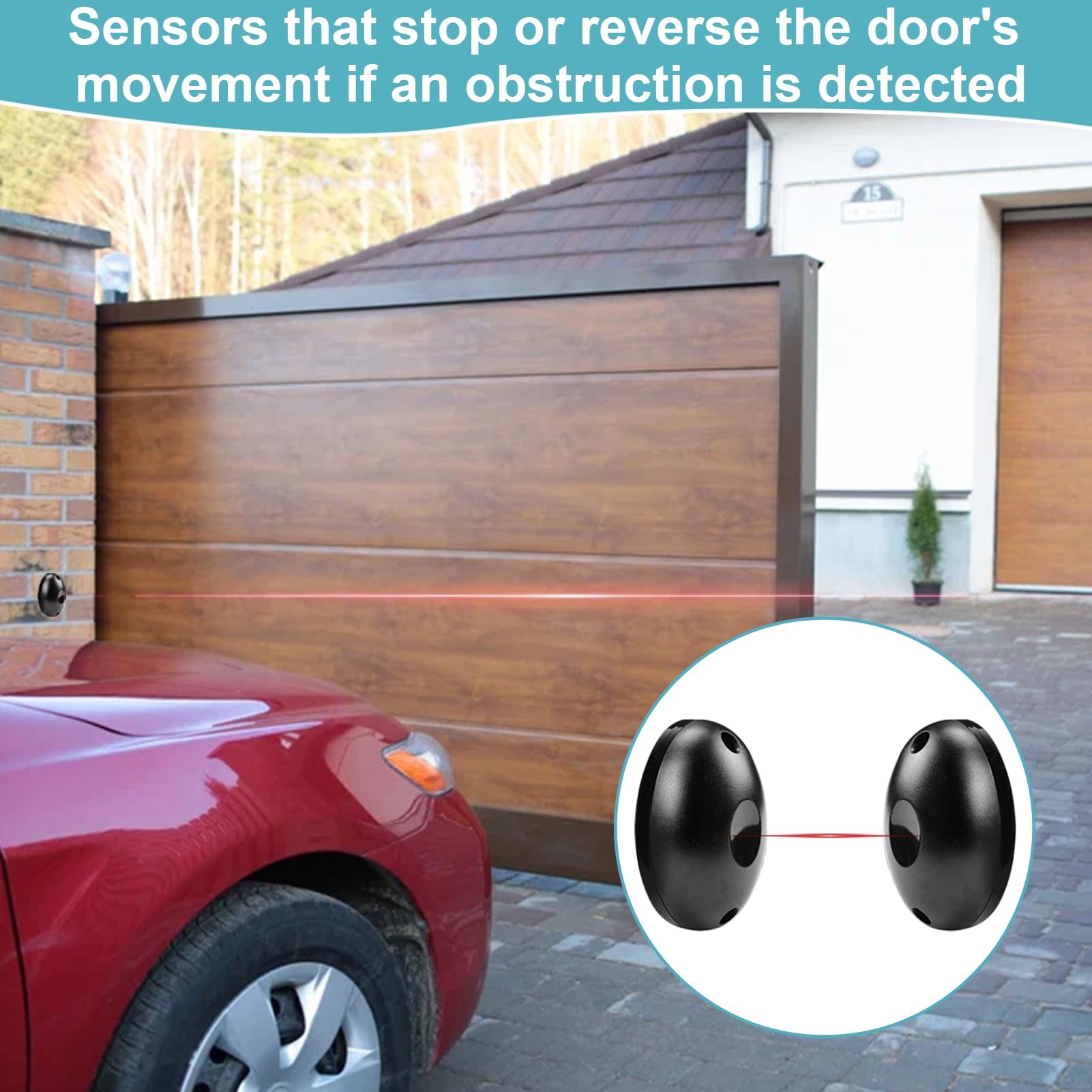 Fotocelula Puerta Garaje, Par de Fotocélulas Infrarrojas Universales 12/24V AC DC, Sensor Puerta Garaje para Puertas Cancelas Correderas Portones Cocheras Automaticas, Alcance de 20M