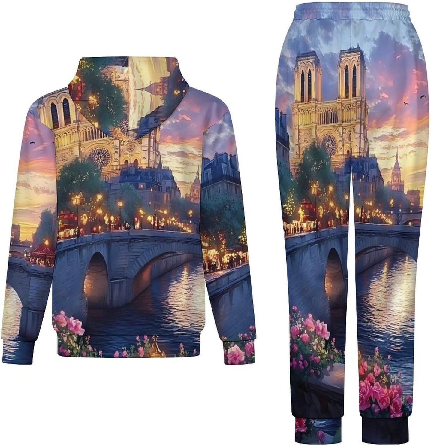 Afternoon by Seine Men's Hooded Set Casual 2 Pieces Suits Pullover Tracksuit Hoodies And Sweatpants