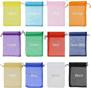 Jexila 120PCS Sheer Organza Bags 5X7 inches Mesh Drawstring Gift Bags Small for Jewelry Wedding Party Baby Shower Favor Bags (Rainbow )