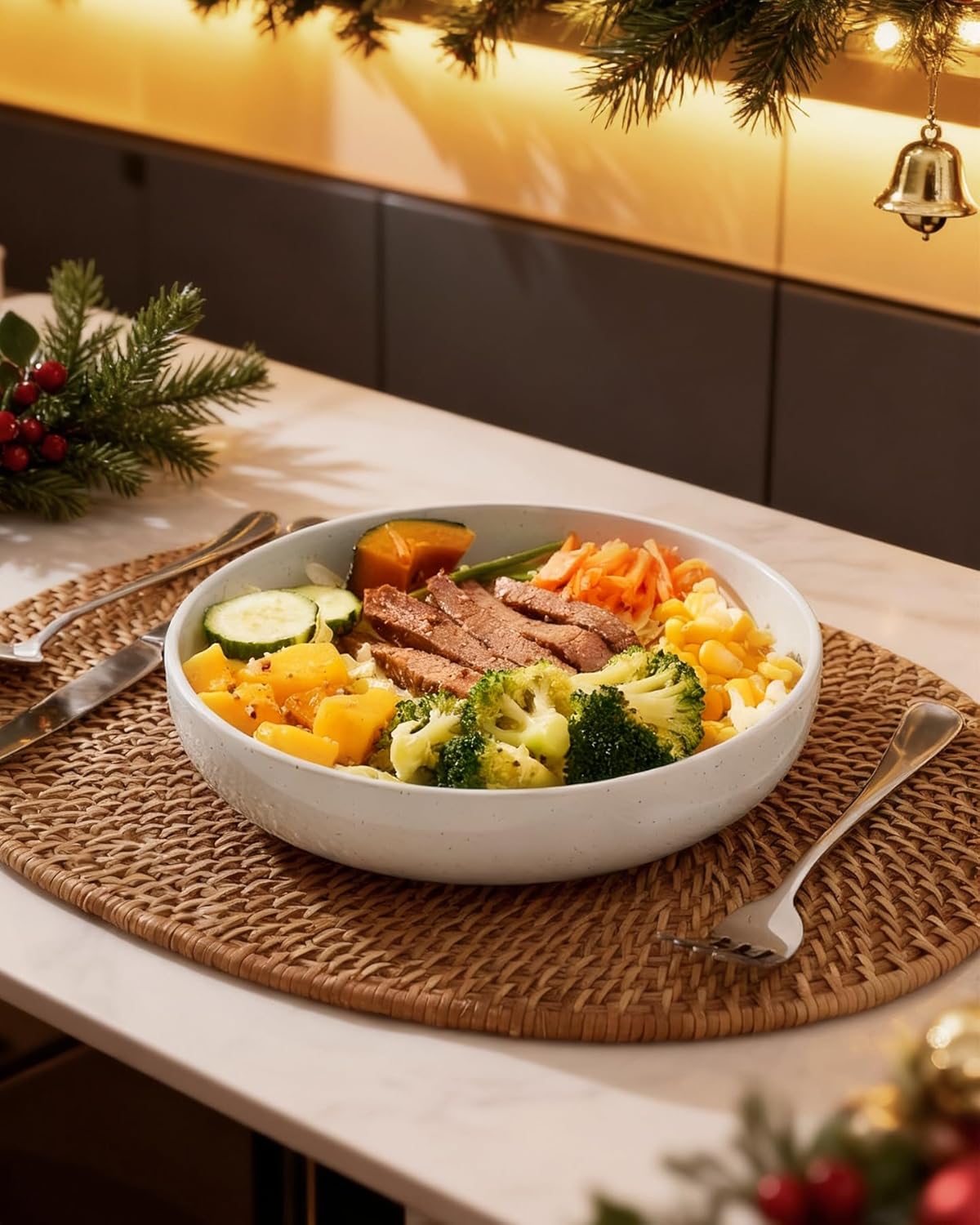 famiware Milkyway 33 oz Bowl Set, Pasta Bowls Set of 4, Salad Bowls Perfect for Your Friend for Housewarming, Thanksgiving, Christmas, White - Image 5