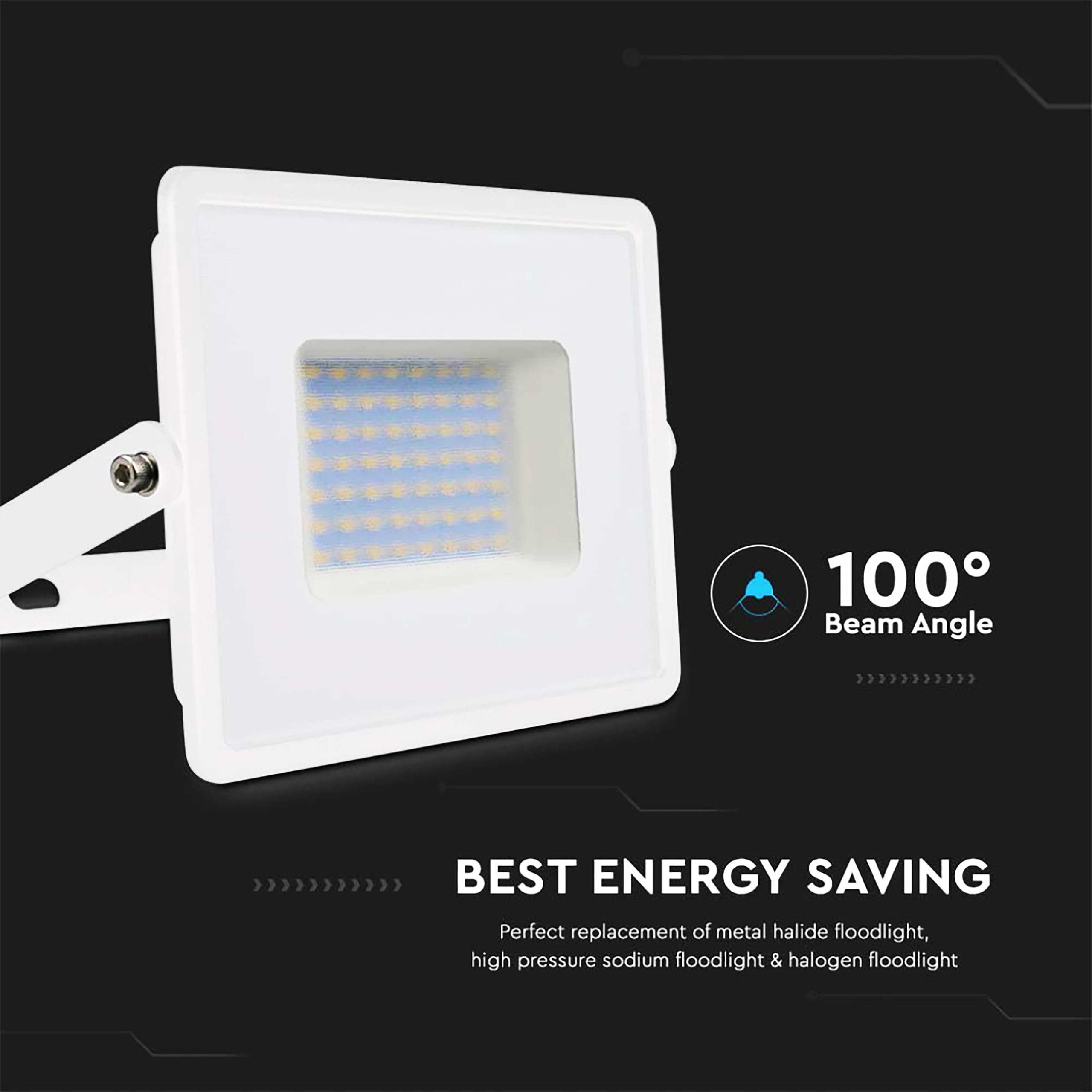 V-TAC Faro LED da Esterno Bianco 100W - [Chip Samsung - Alte Perfomance, Bassi Consumi] - 8700 Lumen - IP65 - Proiettore Faretto LED Nero per Casa, Giardino, Garage - Impermeabile - Fari Luce Naturale