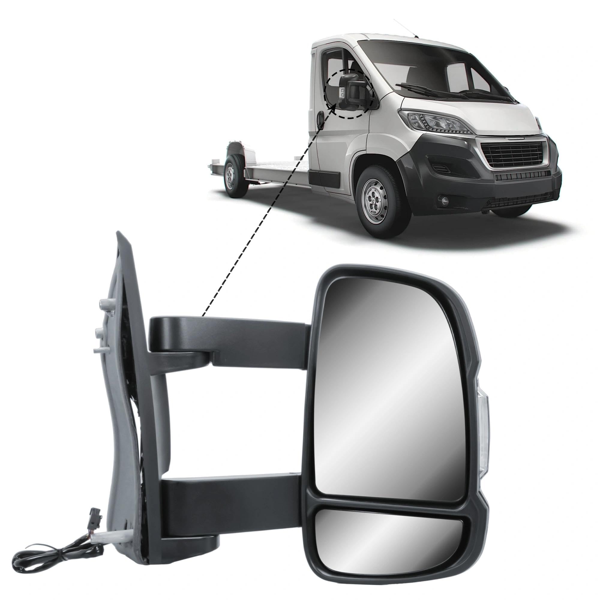 Rétroviseur extérieur droit côté passager - Bras central électrique et chauffant avec clignotant pour Fiat Ducato Citroën Jumper Peugeot Boxer 2006-2024 Opel Movano à partir de 2022