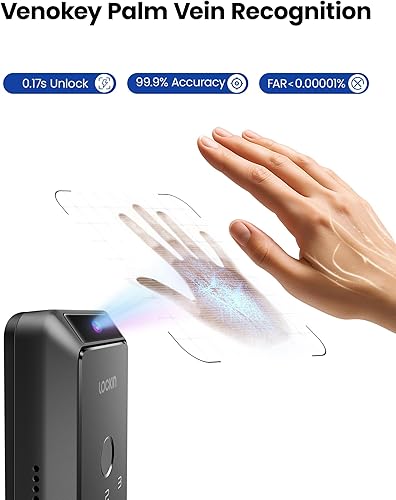 Miniatura 3 de Lockin Veno Palm Vein Smart Lock con Wi-Fi integrado, batería de 7 meses, compatible con materia, desbloqueo de vena de palma y huellas dactilares