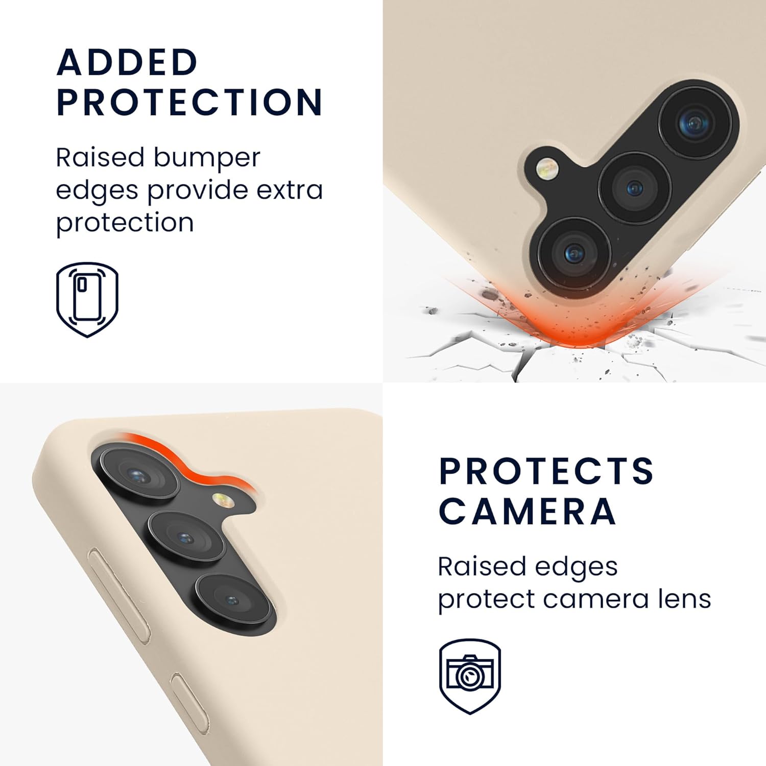 kwmobile Case Compatible with Samsung Galaxy S25 Case - Soft TPU Silicone Cover for Samsung S25 Case - Non-Slip Drop Protection - Cream - Image 3