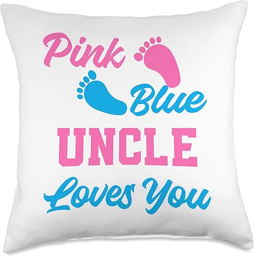 pink or blue Uncle loves you, for uncle who loves kids Throw Pillow