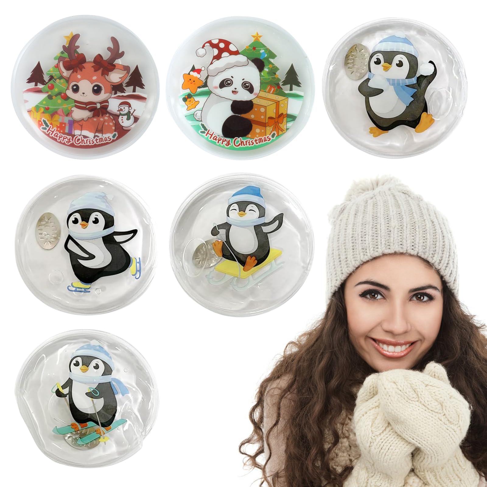 Lot De 8 Chaufferettes Réutilisables – Déclenchement Par Pression, 55°C, Motifs De Noël, Pour Poches Et Cadeaux