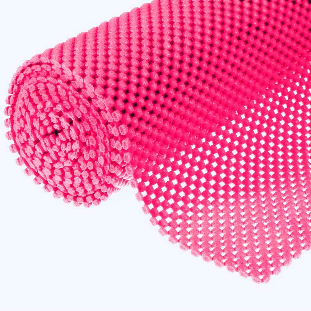 Drawer and Shelf Liner - Non Adhesive, Non Slip, Durable Grip for Shelves, Cabinets, Kitchen Tableware (Hot Pink, 12"x79")