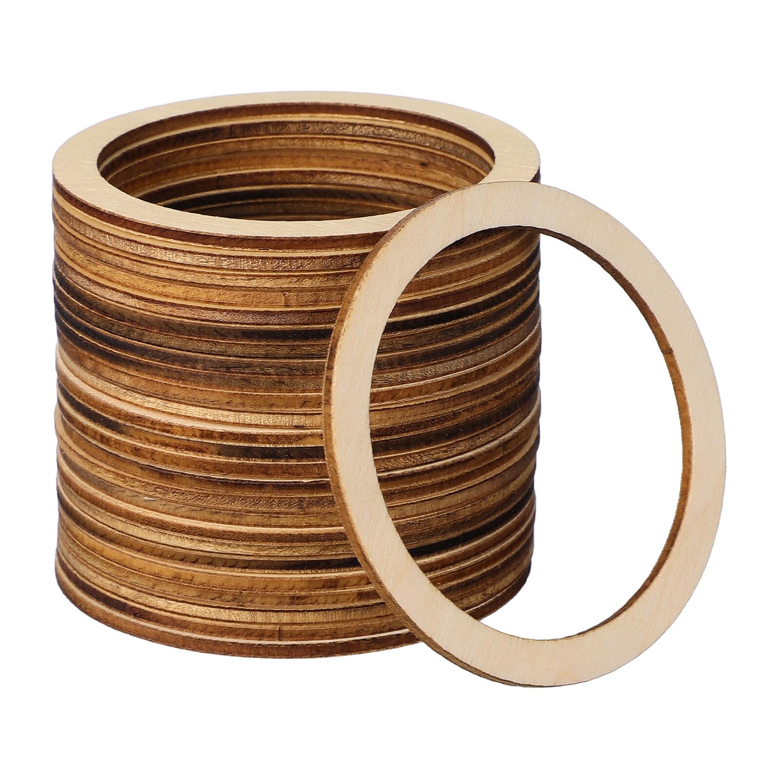 Círculos Huecos de Madera 50 Piezas para Manualidades y Adornos