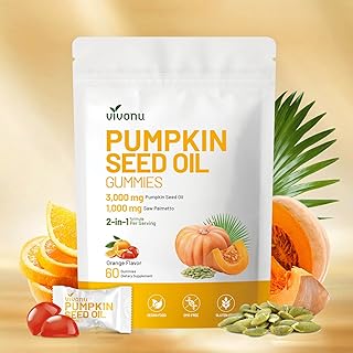 Organic Pumpkin Seed Oil Gummies,Cold Pressed Pumpkin Seed Oil with Saw Palmetto Gummies,for Prostate Health,BPH Support,Hair & Bladder Control - Non-GMO,Sugar-Free
