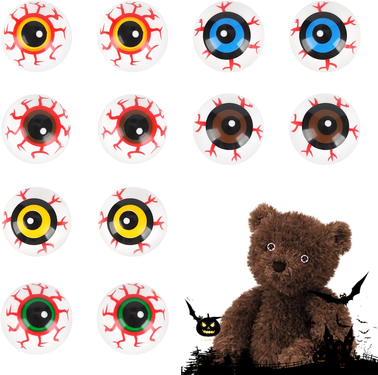 12Pcs Halloween Half Eyeballs Scary Eyeballs Props Plastic Hollow Half Eyeballs Horror Doll Eyes Props Fake Eye Balls for Halloween Party Trick or Treat Cosplay Spooky Creepy Haunted House Decoration