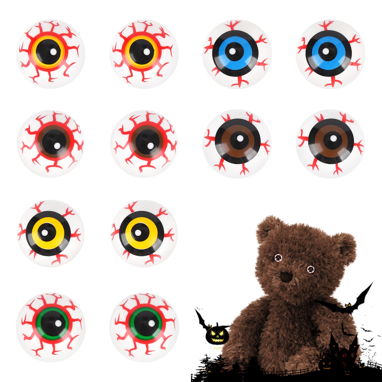 12Pcs Halloween Half Eyeballs Scary Eyeballs Props Plastic Hollow Half Eyeballs Horror Doll Eyes Props Fake Eye Balls for Halloween Party Trick or Treat Cosplay Spooky Creepy Haunted House Decoration