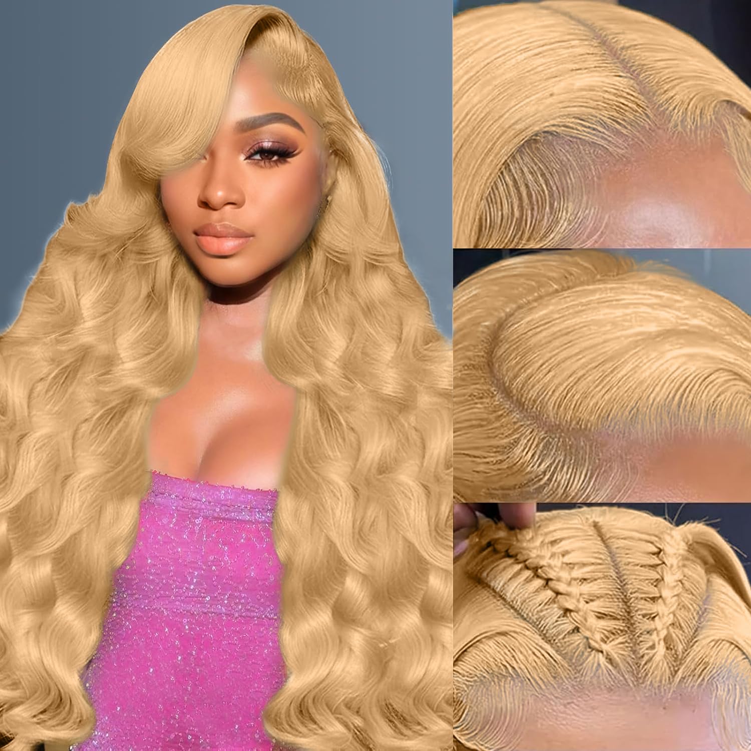 BXW 26 Inch Honey Blonde Wig Human Hair 220% Density Blonde Wigs For Women 13x6 Honey Blonde Wig Human Hair Body Wave Lace Front Wigs