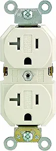 Leviton TBR20-T 20-Amp, 125-Volt, Tamper-Resistant, Duplex Receptacle, Straight Blade, Commercial Grade, Self Grounding, Light Almond