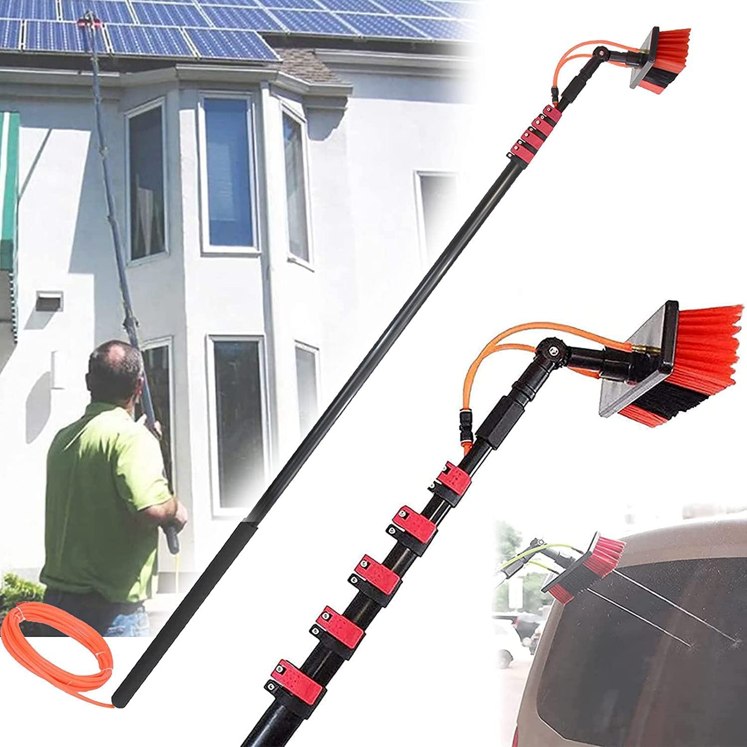 Poteaux alimentés en eau pour laver les vitres en hauteur et panneaux solaires sans échelle