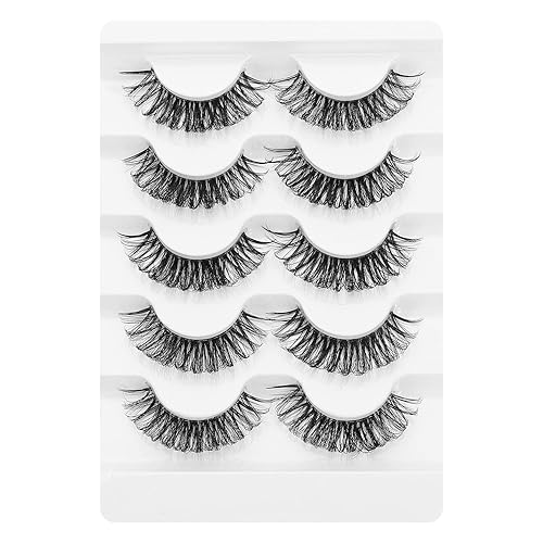 Miniatura 7 de DSLONG Pestañas de ojo de gato parecen extensiones de pestañas, pestañas de tira rusa con banda transparente, aspecto natural, pestañas delgadas,