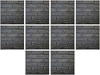 Vista 8 de ECYC Ltd 10 paneles de pared de ladrillo 3D de 11.81 x 11.81 pulgadas, autoadhesivos, papel tapiz impermeable extraíble para sala de estar, 03
