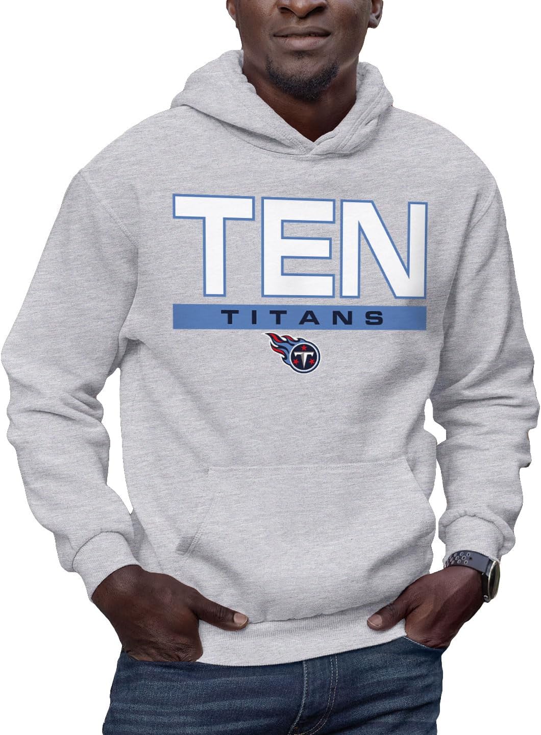 Hybrid Sports NFL - Tennessee Titans - City Block - Men's and Women's Pullover Hooded Fleece Sweatshirt - Size Small - Tennessee Titans - Athletic Heather
