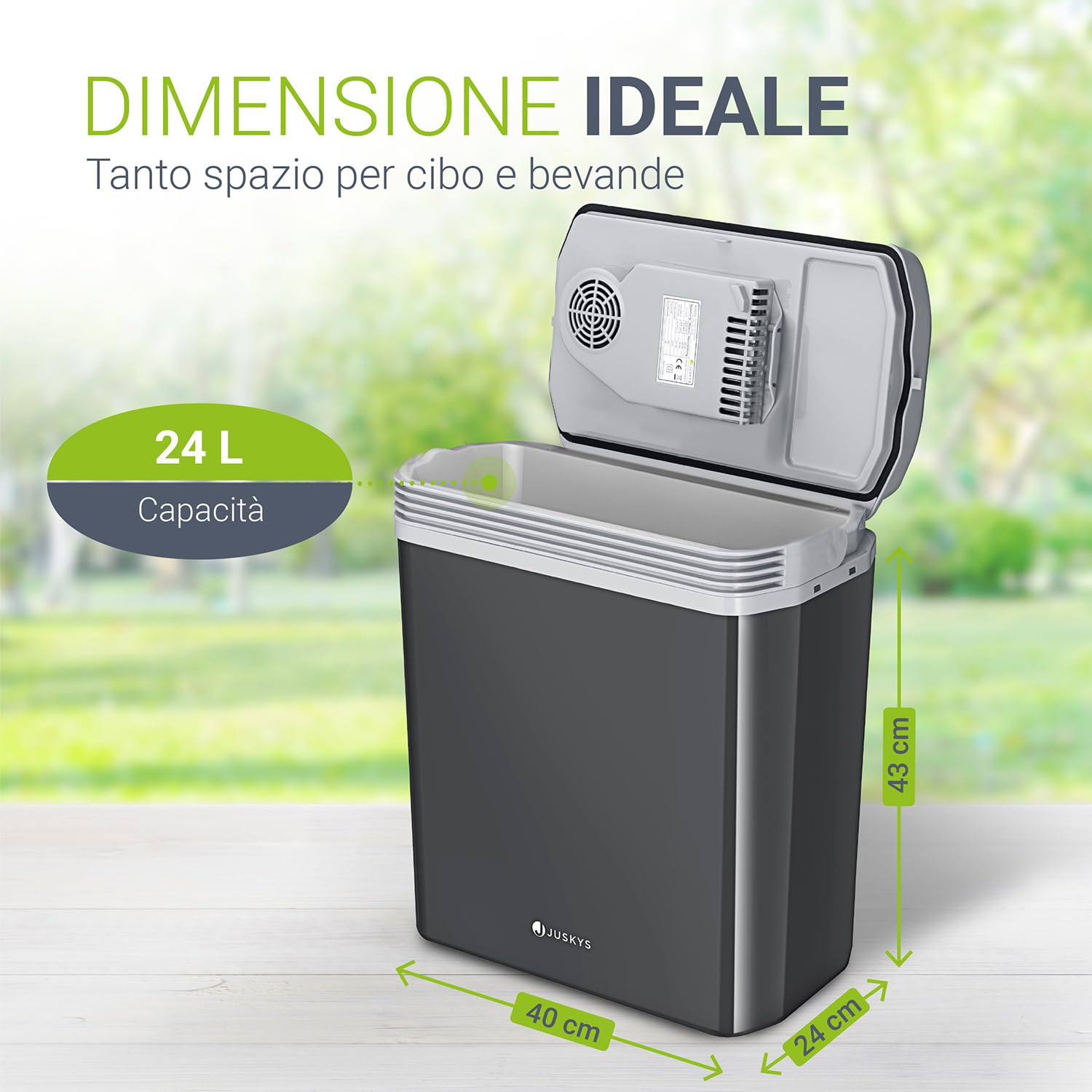 Juskys Frigorifero elettrico 12 V / 230 V per auto, camion, camper, campeggio, barca, outdoor – Mini frigo freddo & caldo – box termoelettrico