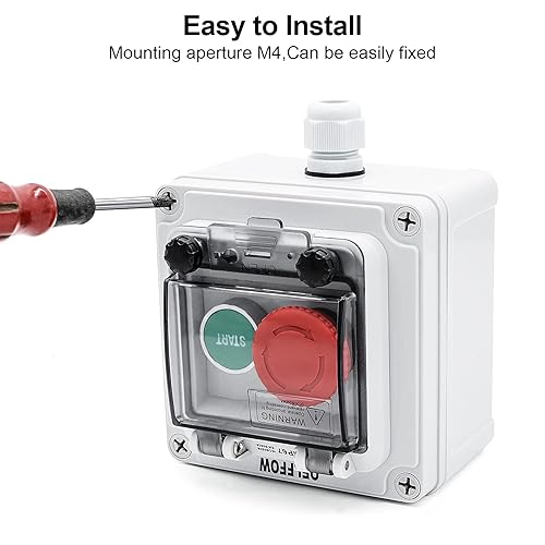 Miniatura 4 de OELFFOW Interruptor de botón IP67 Caja impermeable al aire libre con cubierta protectora Anti-mal funcionamiento 4 Interruptor de botón de reinicio