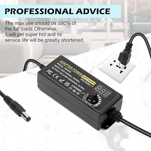 Miniatura 7 de Fuente de alimentación universal de 72 W CC ajustable 3 V  24 V Adaptador de CACC de conmutación variable 100-240V AC a DC 24V 3A Convertidor con 14