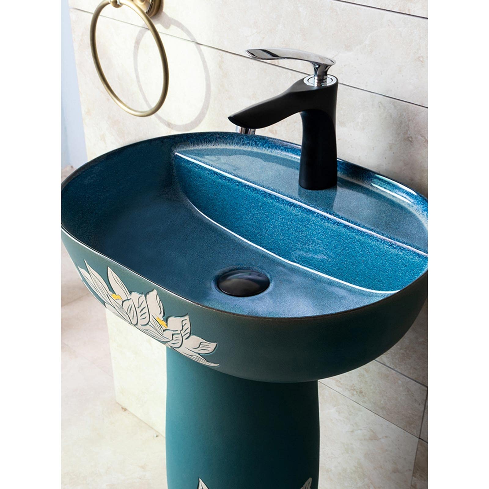 Umywalka Nablatowa Umywalka Nablatowa Umywalka Łazienkowa Na Postumencie, Luksusowa Ceramiczna Umywalka Łazienkowa Nablatowa Umywalka Artystyczna, Zielona Umywalka Łazienkowa Ceramiczna Mała Umywalka