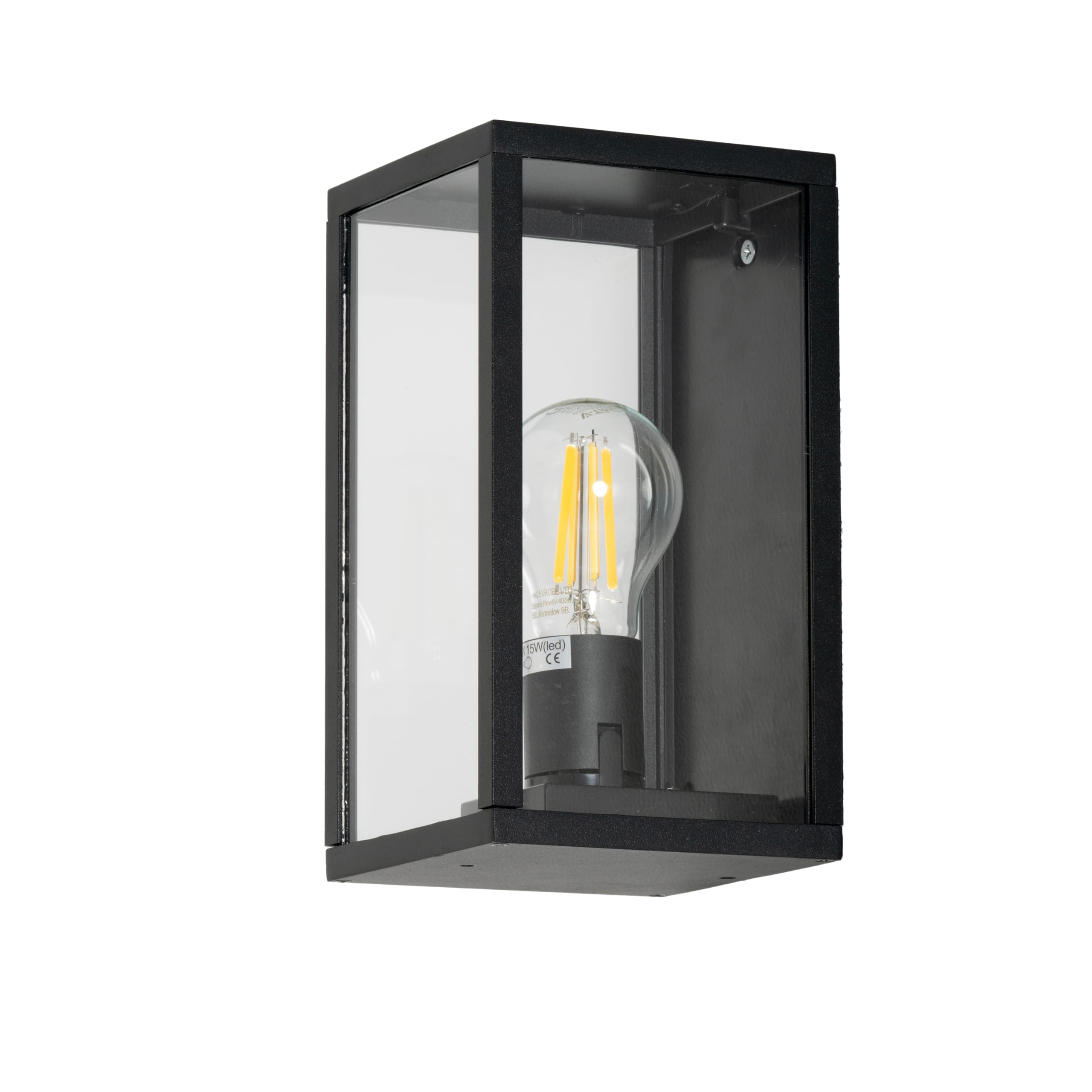 FORLIGHT PRISTOL Aplique de Pared para Exterior IP44 de Diseño Clásico. Iluminación de Terraza o Jardín para Bombilla Led E27. Aplique Rectangular de Aluminio y Cristal. Color Negro