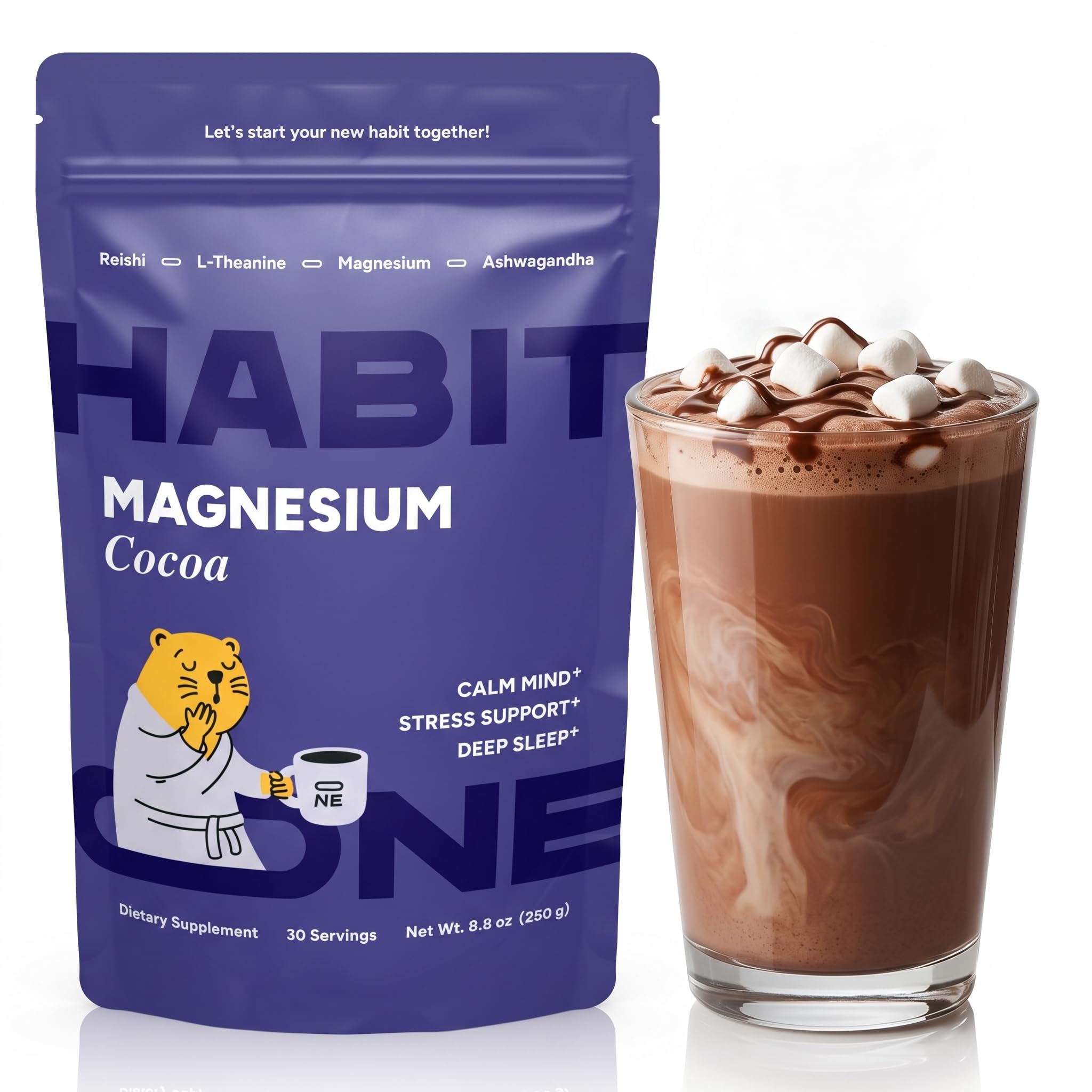 Amazon.com: HABIT ONE Dark Cocoa with Magnesium & Ashwagandha KSM