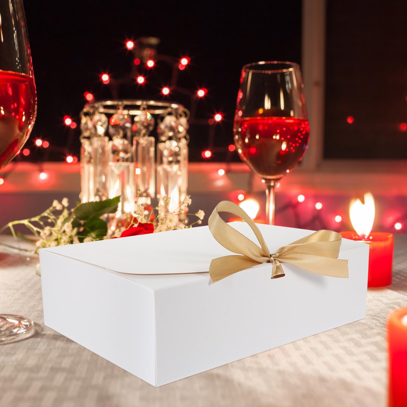 GETAJGHSD 10 Stück Weiße Aufbewahrungsbox aus Karton mit Schleife Leicht und Vielseitig für Hochzeitsgeschenke und Schmuckverpackung