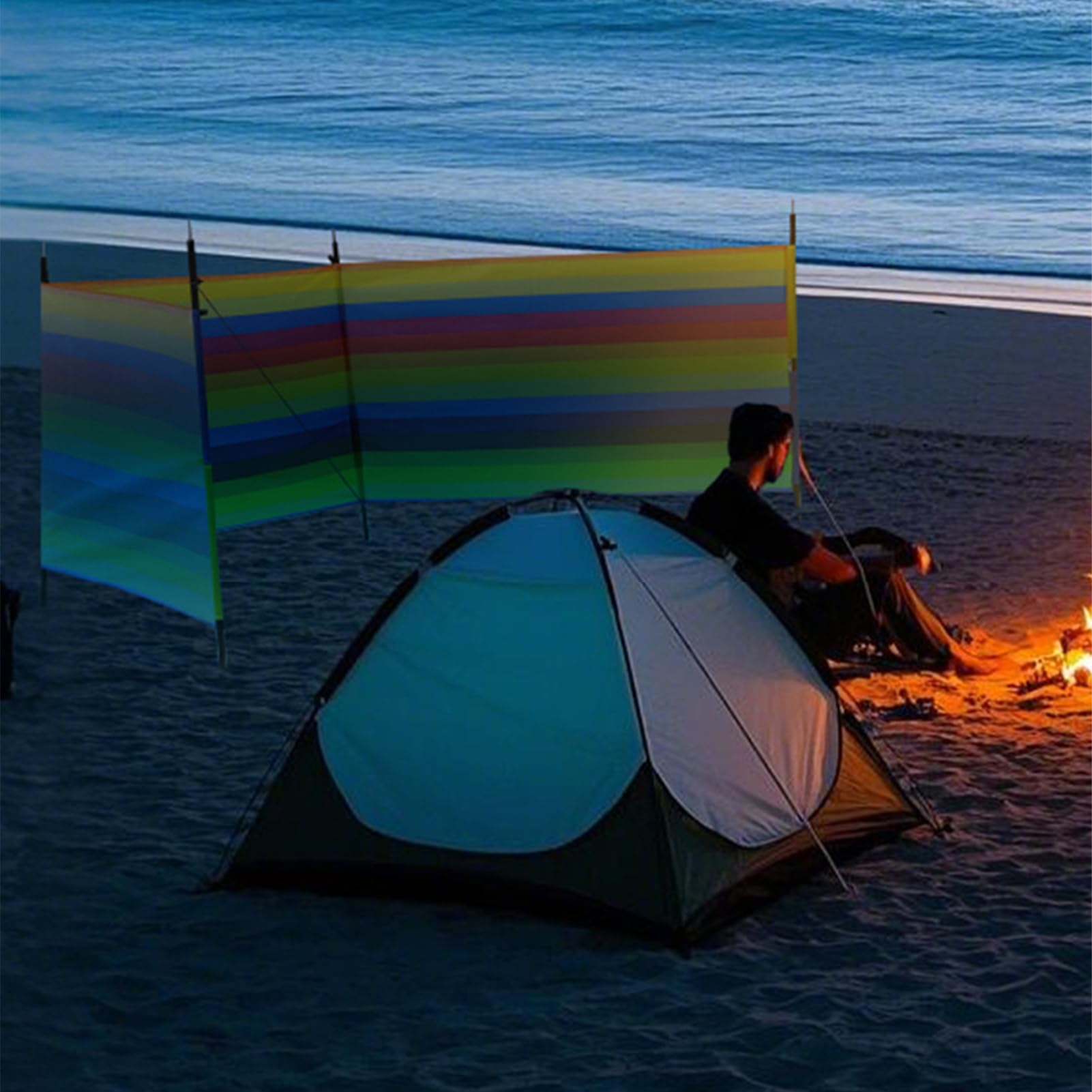 Paravento da Spiaggia – Protezione Antivento per Parabrezza, Riparo, Antivento, Portatile, Accessorio da Viaggio per Vacanze, Cortile | Paravento Privacy da Spiaggia per Accessori Viaggio, Pesca, Picnic, in Giardino, BBQ e Relax all'Aria Aperta