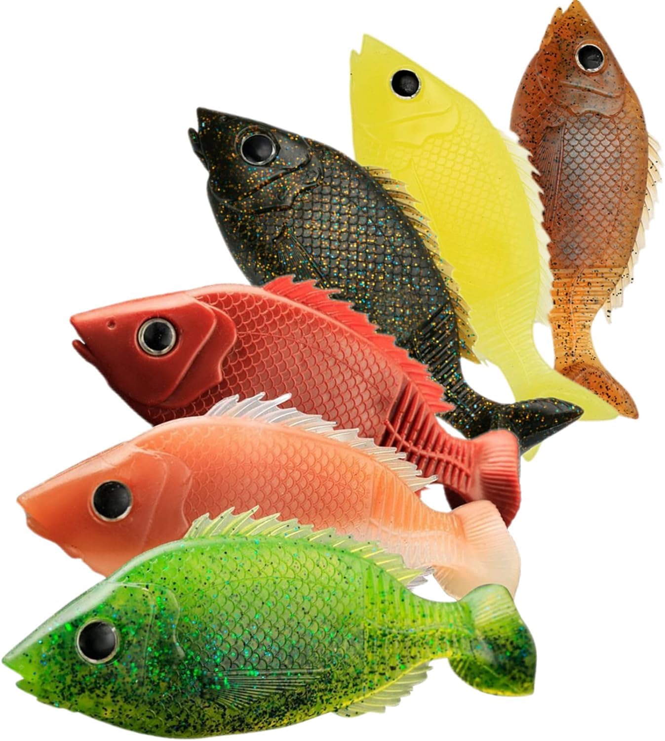 DAMIDEL 6 Pcs Simulation Tilapia Soft Swimbaits - Slow Sinking Fishing Lures With 3D Eyes, Lifelike Action For Bass & Trout