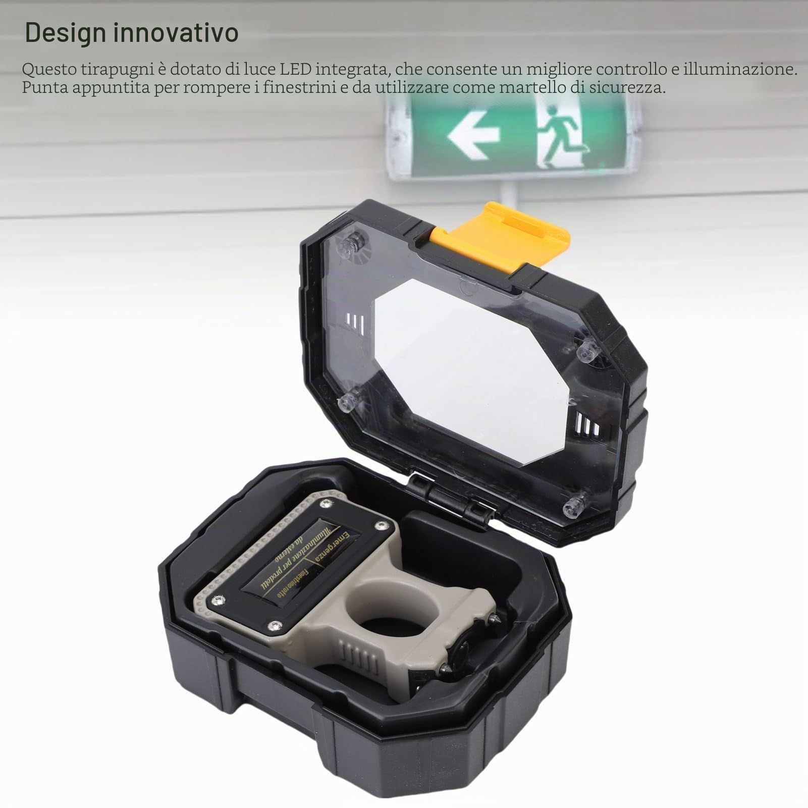 Tirapugni Ricaricabile Torcia Multifunzionale con Martello di Sicurezza per Auto Design Innovativo per Strumento di Emergenza per Interruttore Finestrino Dell'auto
