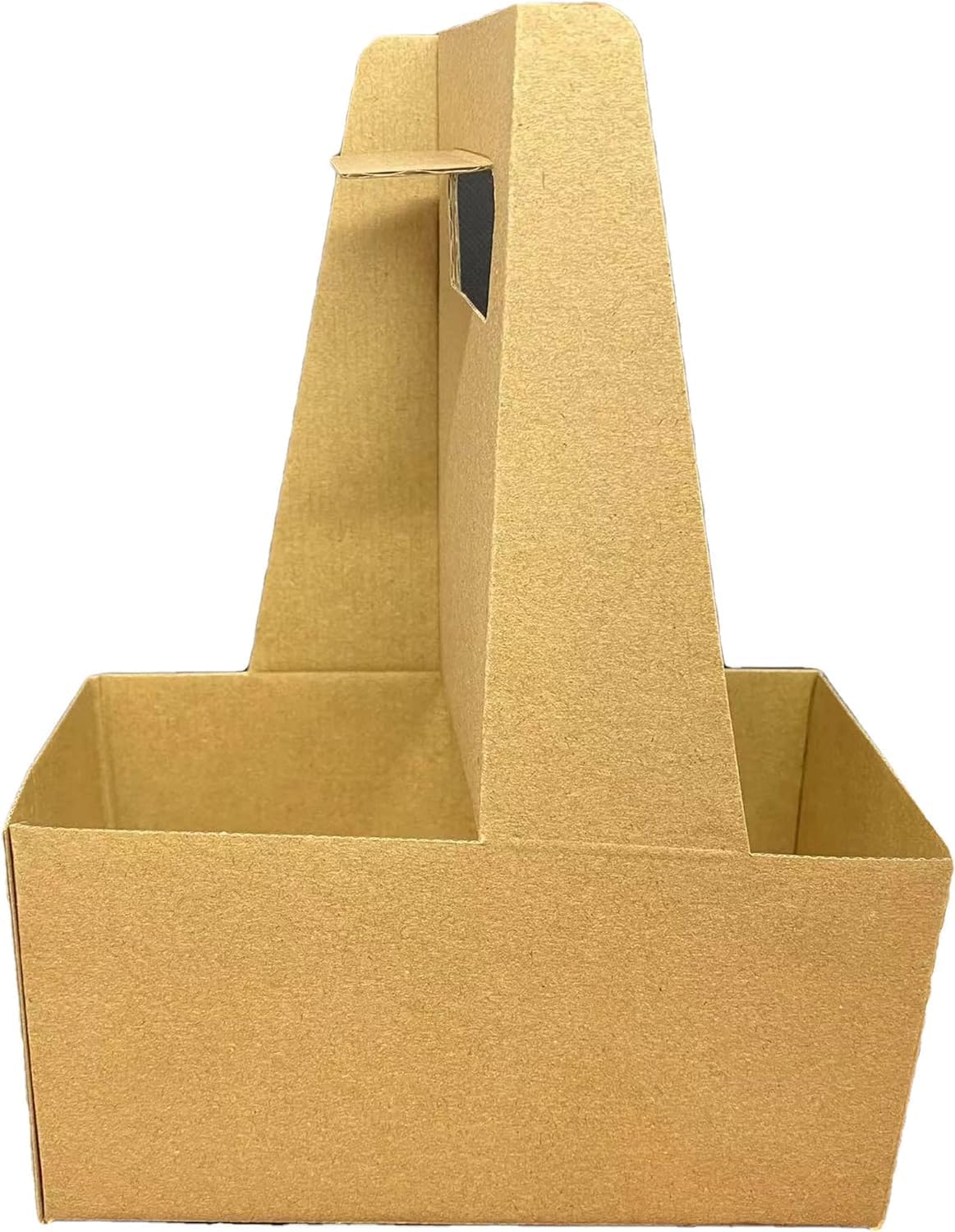 Kraft Paperboard Drink Carrier with Handle, Hold 2 12-32 oz. Cups Drinks Boba Coffee, Case pack 250/Case