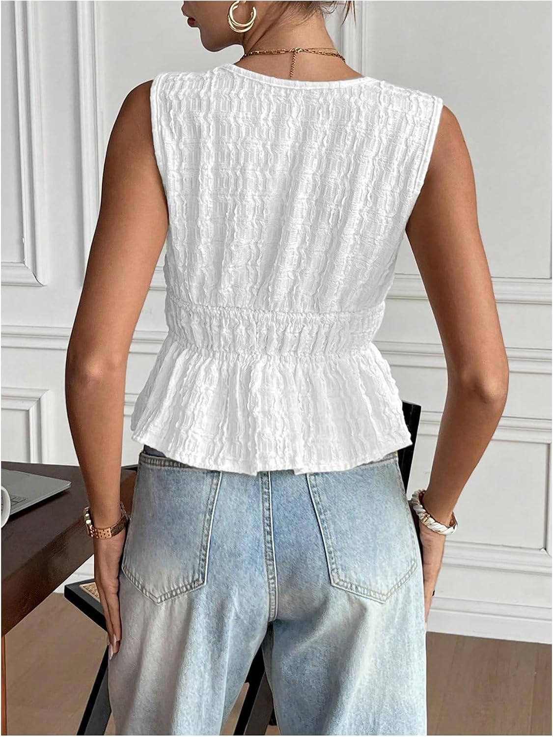 GORGLITTER Women's Boho Tie Front Peplum Crop Tops Summer Ruffle Babydoll Wrap Tops Brunch Dinner Going Out Outfits