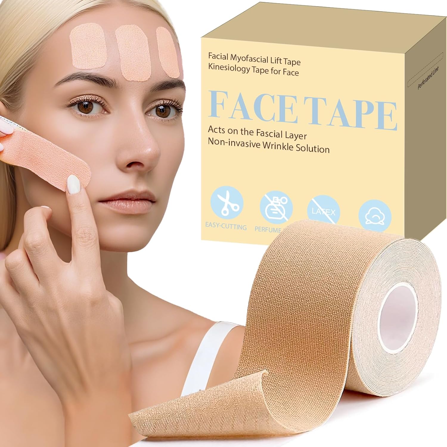 zancony Face Tape for Wrinkles Overnight Flexible Full Facial Face winkle Tape Smooth Fine Lines Anti Wrinkles Patches For Forehead | Smile Lines | Neck | Double Chin | Instant face lift 2.5CM*5M 125pcs