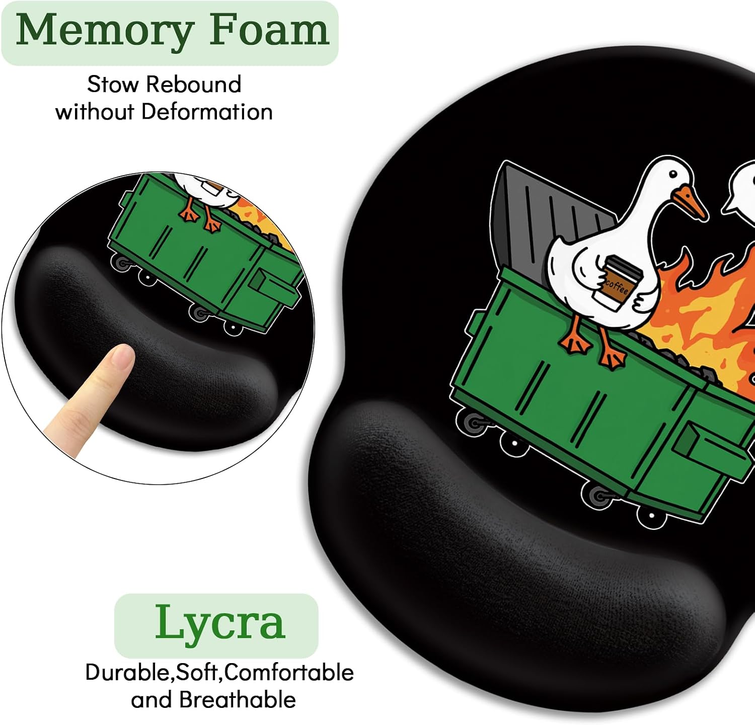LIMKRIAN Funny Goose Ergonomic Mouse Pad with Gel Wrist Rest image 4