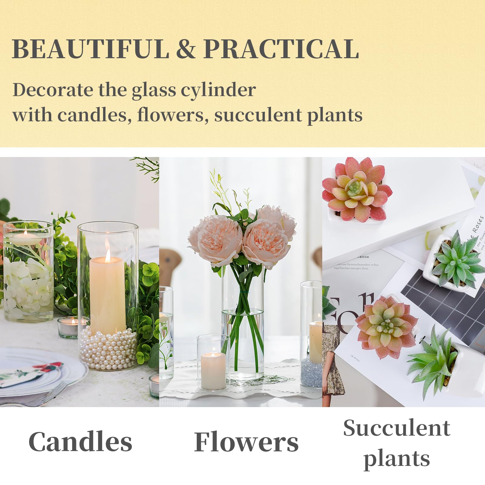 Hewory Kerzengläser 12er Set - Windlichter Mit Wasserperlen Für Tischdeko