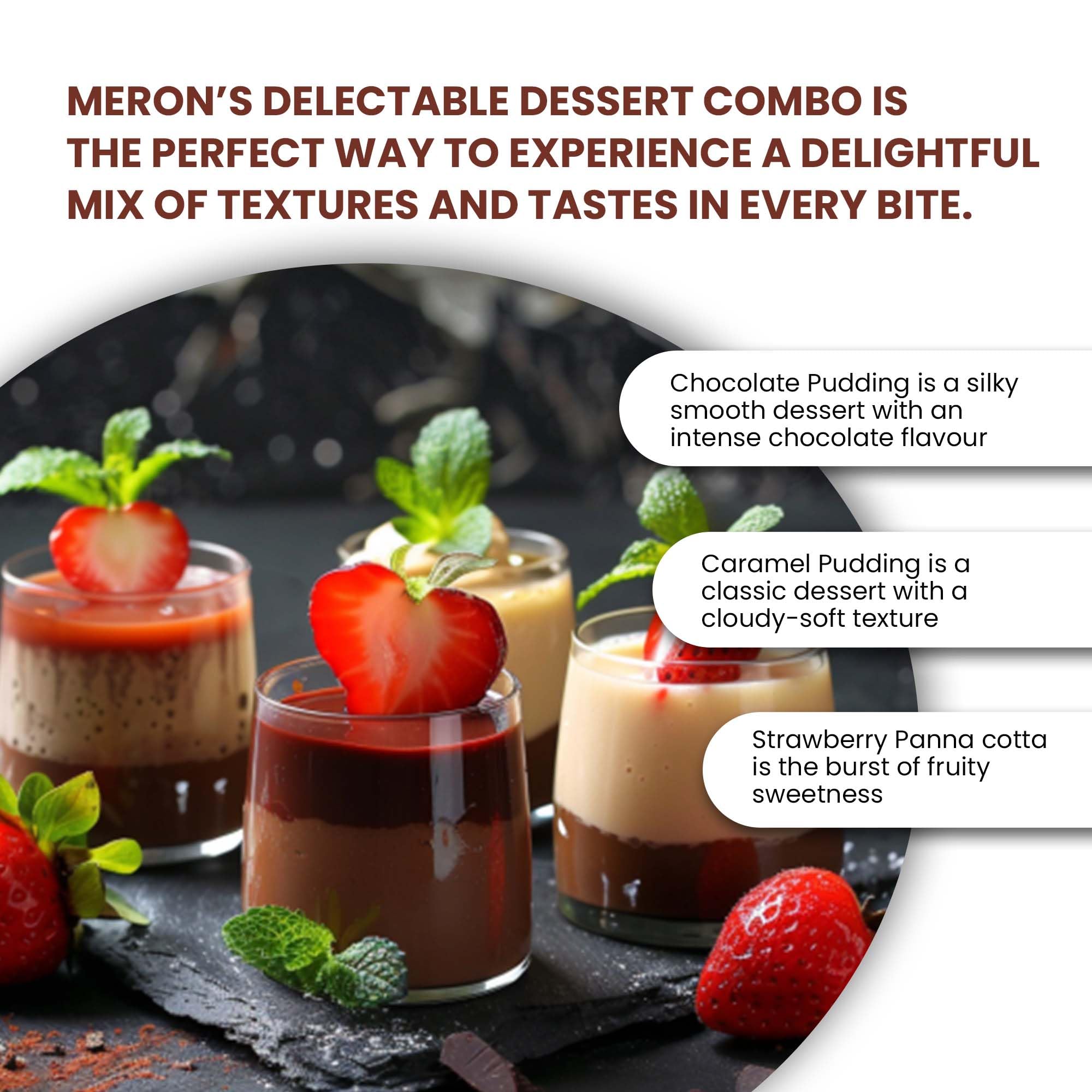 Meron’s Instant Dessert Mix Combos | Strawberry Panna Cotta | Caramel Pudding| Chocolate Pudding | Natural Flavour & Colour | Preservative-Free | Vegan - Image 5 thumbnail