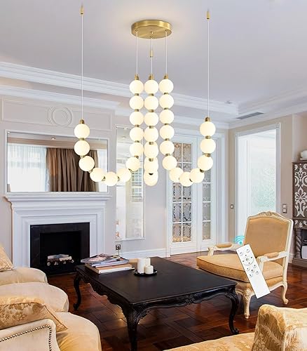 Miniatura 6 de Candelabros modernos LED regulables, bolas de acrílico, iluminación colgante de techo para sala de estar, comedor, dormitorio, luces colgantes